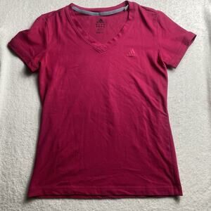 Adidas Women's Performance Ultimate Shirt Short Sleeve V Neck Pink Size M